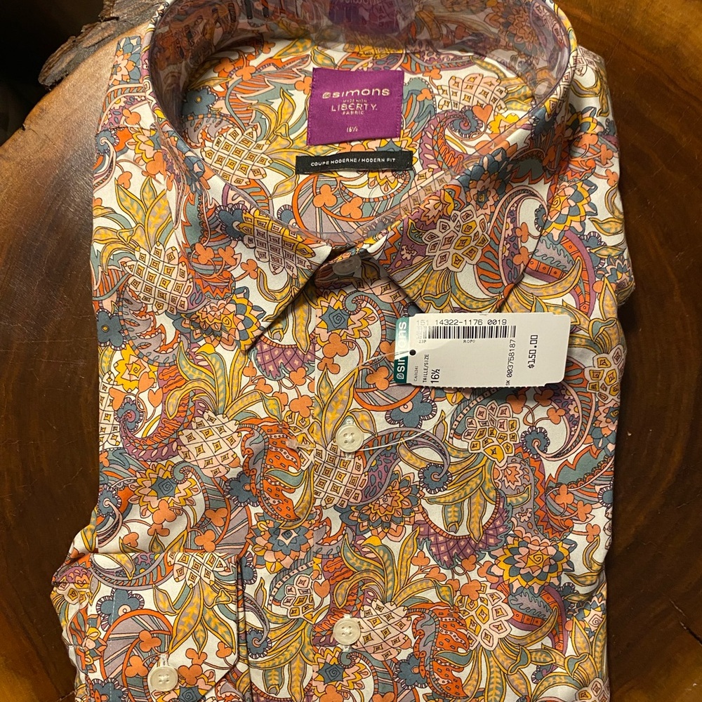 Simons Men's Multicolor Paisley Shirt 16 1/2